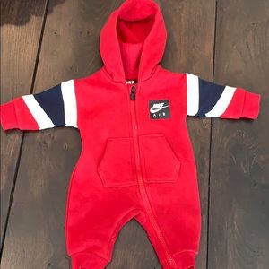 Nike air red white black zip up hoodie romper